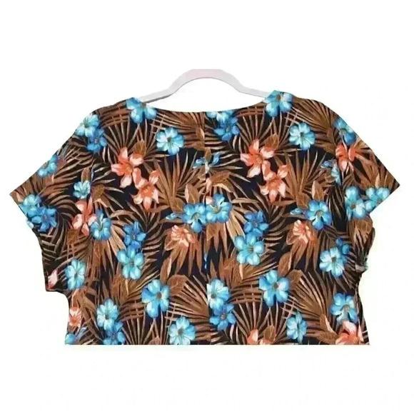 Lands End Mumu Dress Size Large 14-16 Multicolor Floral Tropical Cotton Stretch - Picture 12 of 15